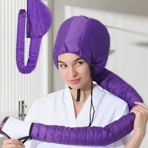 1Pc Purple Hairdressing Thermal Heating Cap, Hair Steam Cap, Hair Drying Cap, Hair Oil Cap, Hair Styling Tool, Drying Cap For Home And Portable Beauty Design Eleganty Bonnet Hairdryer Attachment Integrated Elastic Headband Purple