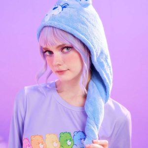 ROMWE X Care Bears Cartoon Design Hair Drying Cap Blue