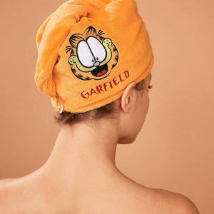 GARFIELD X SHEIN Coral Fleece Cute Embroidered Hair Drying Cap Yellow