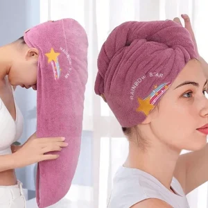 1pc Soft & Durable Microfiber Shower Cap & Towel - Quick Drying Hair Cap For Women Pink