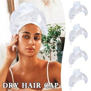 Magic Quick Drying Hair Hats Adjustables Net Plopping Bonnets For Women Hairdressing Dry Curly Hair Cap Foldable Hair Drying Hat Multicolor