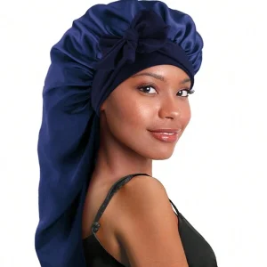 1pc Long Satin Bonnet Silk Bonnet Hair Bonnet For Sleeping, With Tie Band, Long Braids Bonnets, Reusable Adjusting Hair Care Wrap Cap Sleep Caps For Women Multicolor